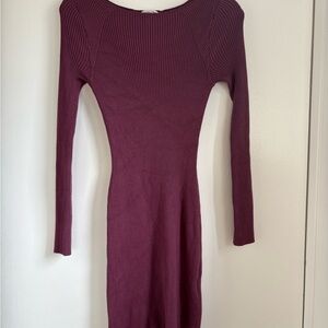 Abercrombie & Fitch Purple Long Sleeve Bateau Bodycon Dress
